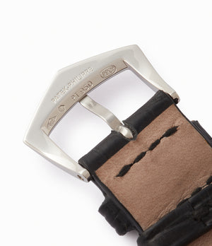 platinum Patek Philippe tang buckle Calatrava 5196P-001 Tiffany-signed manual-winding platinum pre-owned watch for sale online at A Collected Man London UK specialist of rare watches