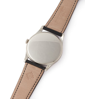 pre-owned platinum Patek Philippe Calatrava 5196P-001 Tiffany-signed manual-winding pre-owned watch for sale online at A Collected Man London UK specialist of rare watches