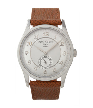 buy Patek Philippe Calatrava 5196P-001 Tiffany-signed manual-winding platinum pre-owned watch for sale online at A Collected Man London UK specialist of rare watches
