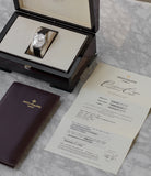 full set Patek Philippe Calatrava 5196P-001 Tiffany-signed manual-winding platinum pre-owned watch for sale online at A Collected Man London UK specialist of rare watches