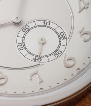 sub-seconds dial Patek Philippe 5196P Calatrava time-only platinum men's dress watch for sale online at A Collected Man London UK specialist of rare watches