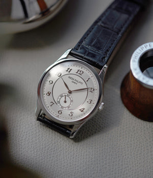 shop Patek Philippe 5196P Calatrava time-only platinum men's dress watch for sale online at A Collected Man London UK specialist of rare watches