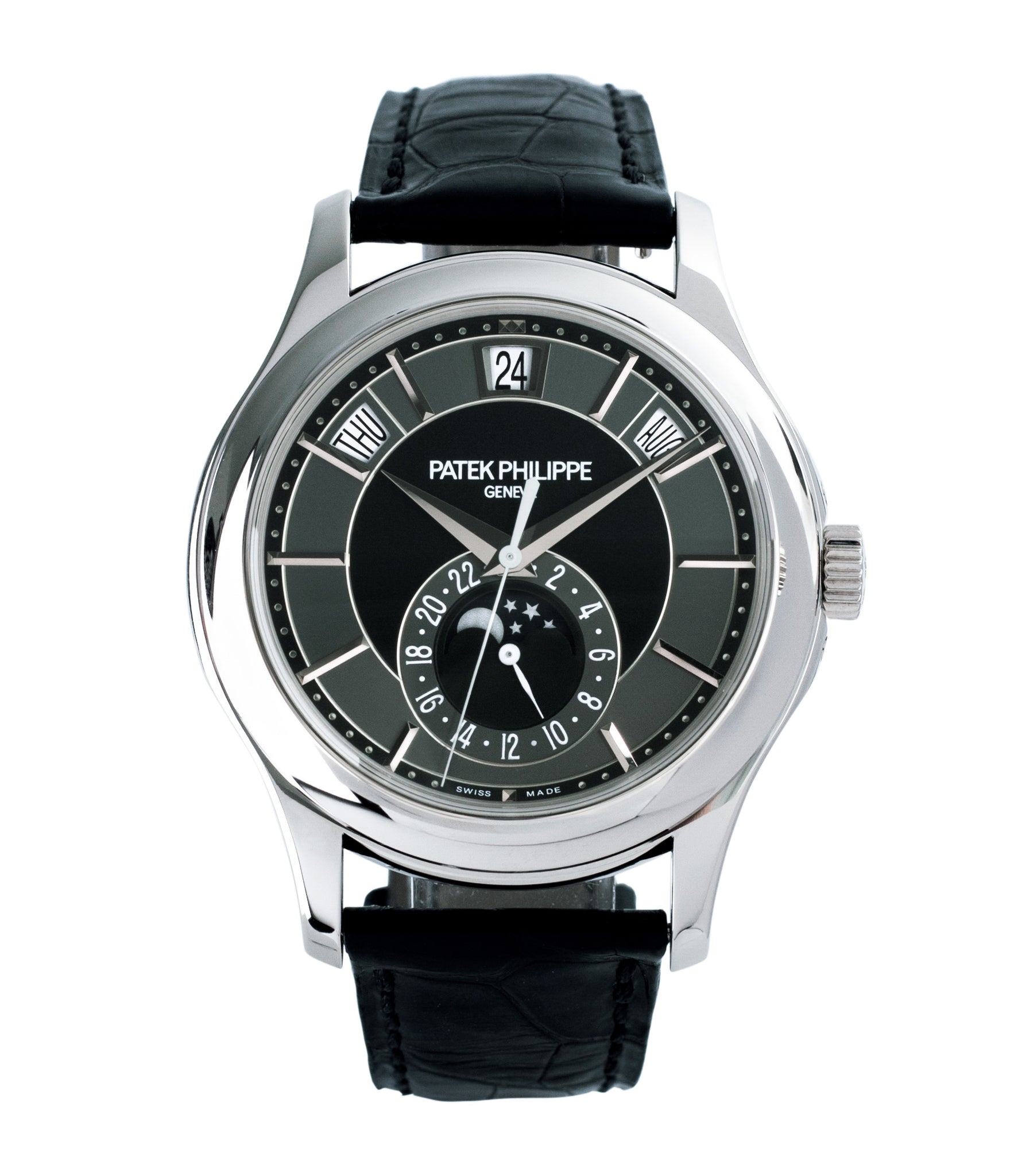 buy preowned Patek Philippe Annual Calendar Moonphase 5205G-010 white gold watch online at A Collected Man London specialist retailer of rare watches UK