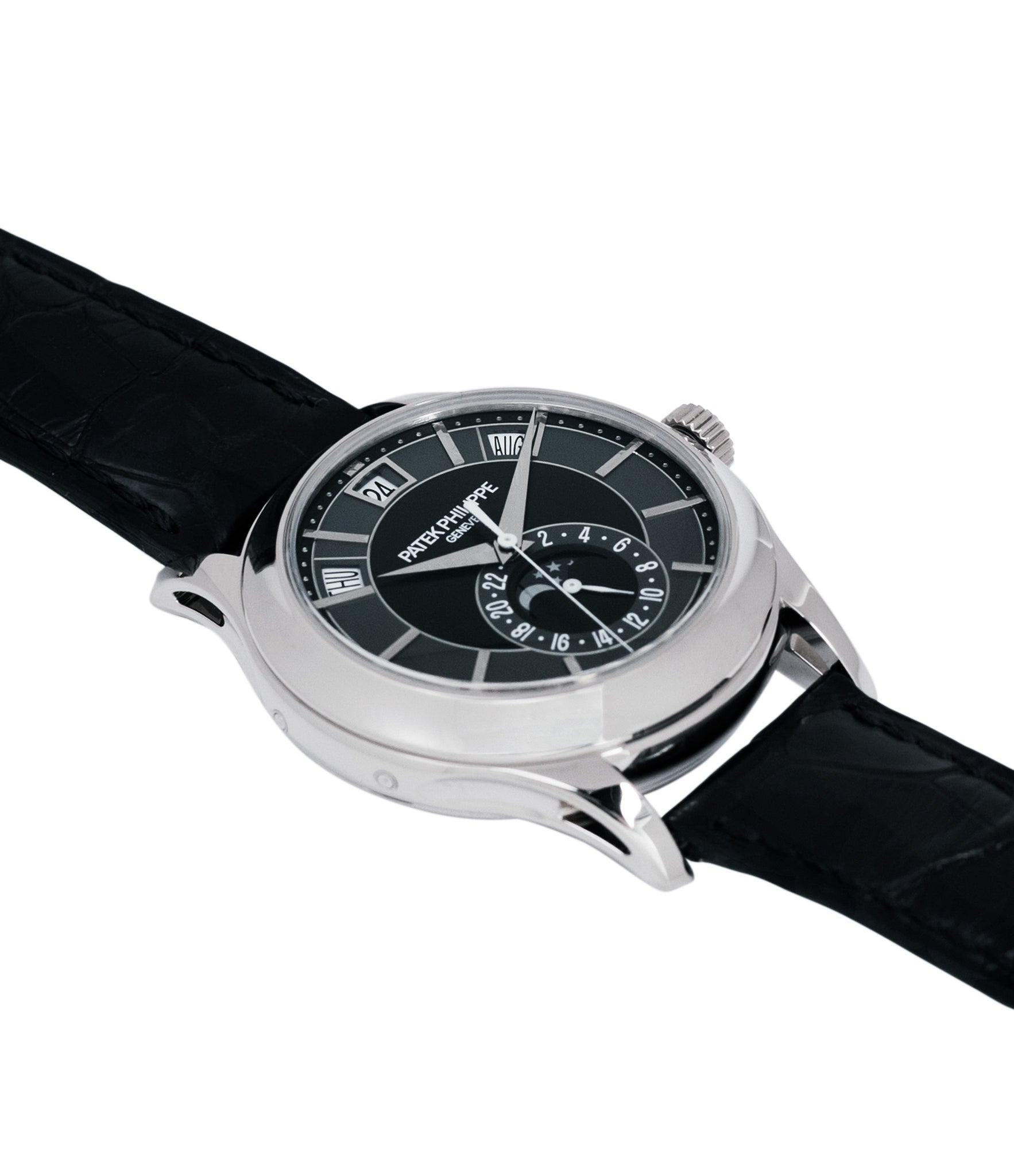 for sale preowned Patek Philippe Annual Calendar Moonphase 5205G-010 white gold watch online at A Collected Man London specialist retailer of rare watches UK