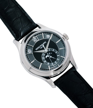 selling preowned Patek Philippe Annual Calendar Moonphase 5205G-010 white gold watch online at A Collected Man London specialist retailer of rare watches UK