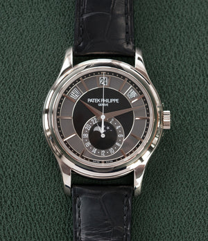 for sale Patek Philippe Annual Calendar Moonphase 5205G-010 white gold watch online at A Collected Man London specialist retailer of rare watches UK