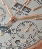 silver dial perpetual calendar Patek Philippe 5270R Grand Complications Chronograph rose gold dress watch for sale online at A Collected Man London UK specialist of rare watches