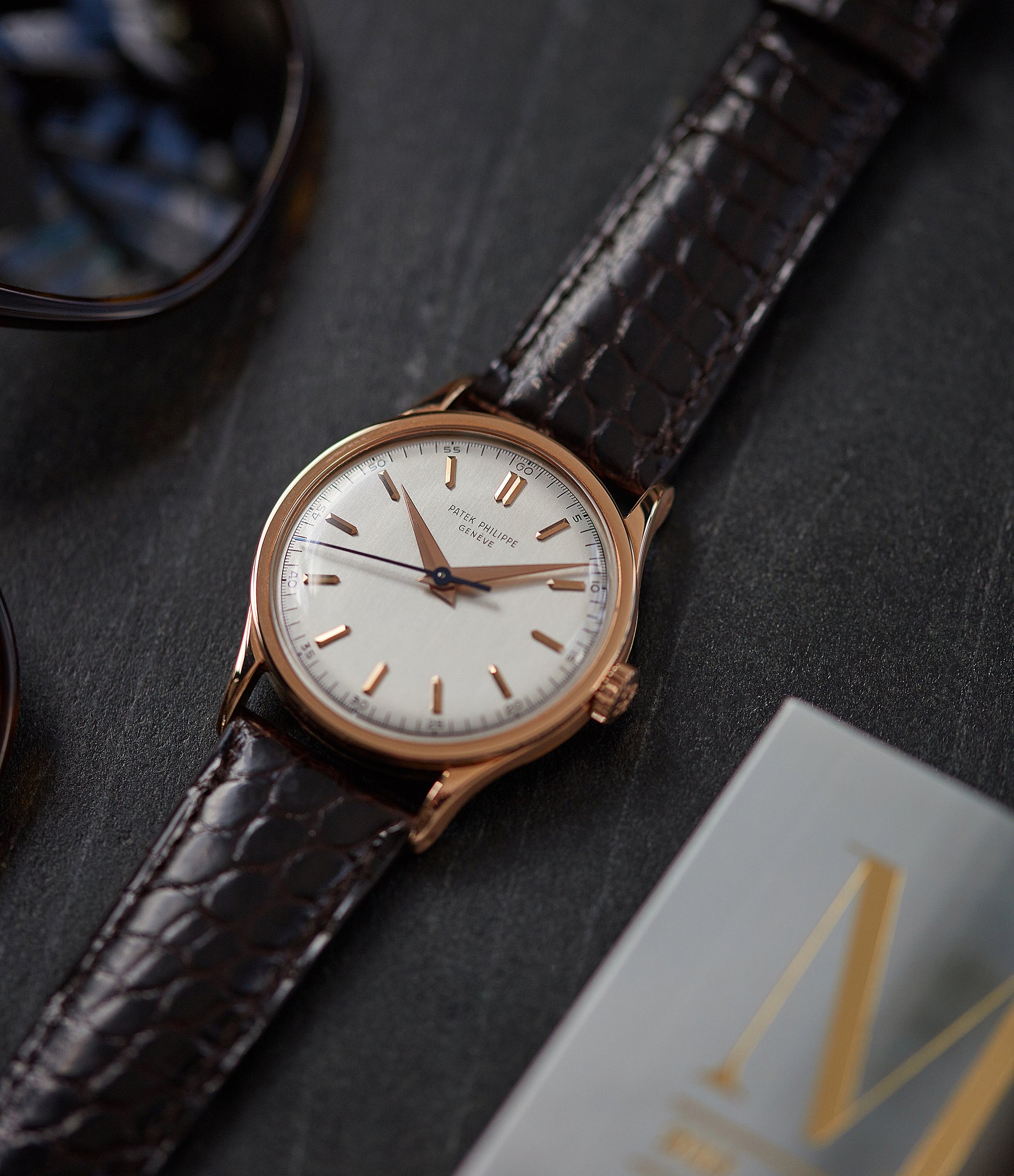 on the wrist vintage Patek Philippe 570R-SCI time-only rose gold dress watch Cal. 27SC with Archive Extracts for sale online at A Collected Man London UK specialist of rare watches