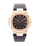buy preowned Patek Philippe Nautilus 5711 rose gold dress watch chocolate brown dial for sale online at A Collected Man London UK specialist of rare watches