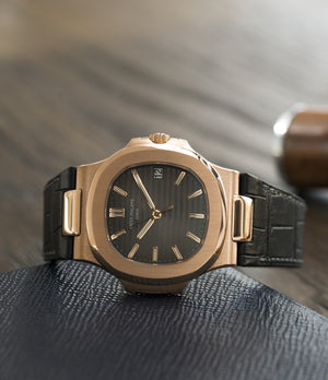 preowned Patek Philippe Nautilus 5711 rose gold dress watch chocolate brown dial for sale online at A Collected Man London UK specialist of rare watches