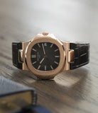 men's luxury dress watch Nautilus Patek Philippe 5711 rose gold dress watch chocolate brown dial for sale online at A Collected Man London UK specialist of rare watches