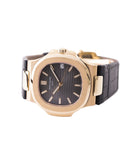selling preowned Patek Philippe Nautilus 5711 rose gold dress watch chocolate brown dial for sale online at A Collected Man London UK specialist of rare watches