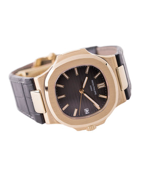 sell preowned Patek Philippe Nautilus 5711 rose gold dress watch chocolate brown dial for sale online at A Collected Man London UK specialist of rare watches