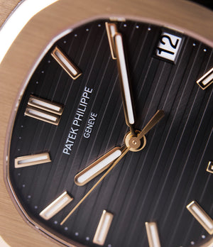 brown dial Patek Philippe Nautilus 5711 rose gold dress watch for sale online at A Collected Man London UK specialist of rare watches