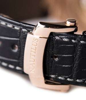rose gold deployant clasp Nautilus Patek Philippe 5711 rose gold dress watch chocolate brown dial for sale online at A Collected Man London UK specialist of rare watches