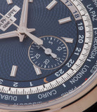 World Time Patek Philippe Chronograph 5930G white gold watch blue dial for sale online at A Collected Man London