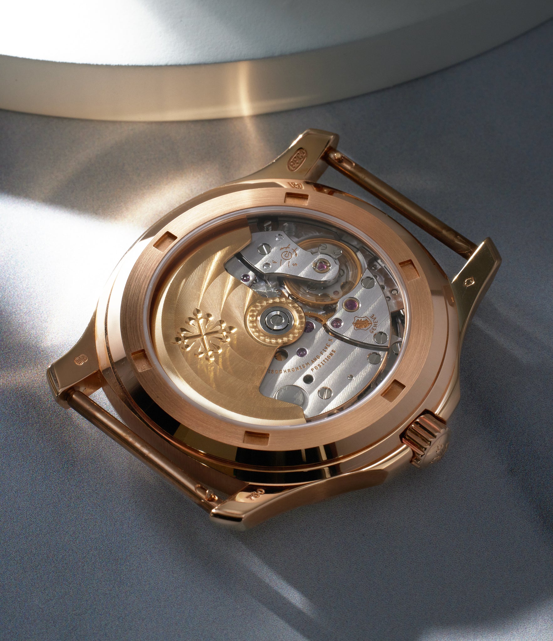 Display back Aquanaut 5060R Patek Philippe Rose Gold preowned watch at A Collected Man London