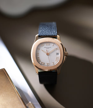 selling Patek Philippe Aquanaut 5060R Rose Gold preowned watch at A Collected Man London