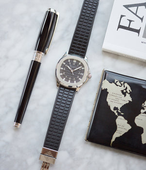 men's luxury dress watch Patek Philippe Aquanaut 5065A steel sport watch full set for sale online at A Collected Man London UK specialist of rare watches