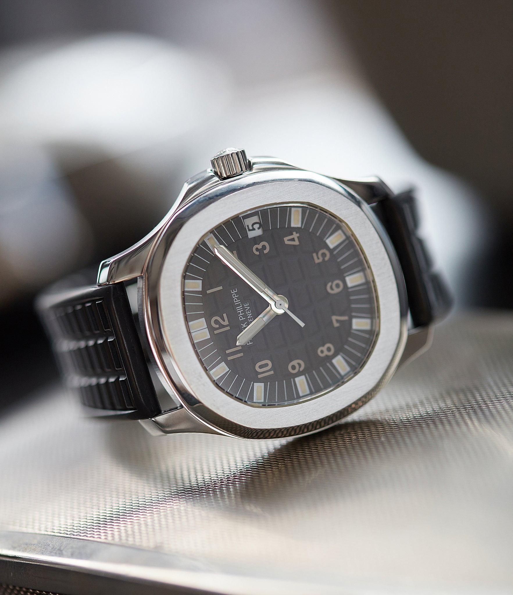 preowned Patek Philippe Aquanaut 5065A steel sport watch full set for sale online at A Collected Man London UK specialist of rare watches