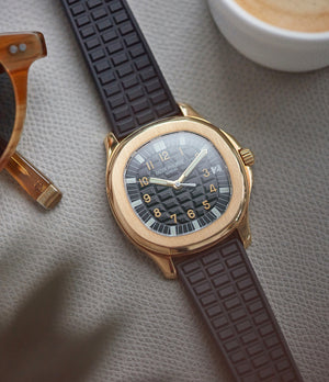 rare Patek Philippe Aquanaut 5065J yellow gold luxury sport watch for sale online at A Collected Man London UK specialist of rare watches
