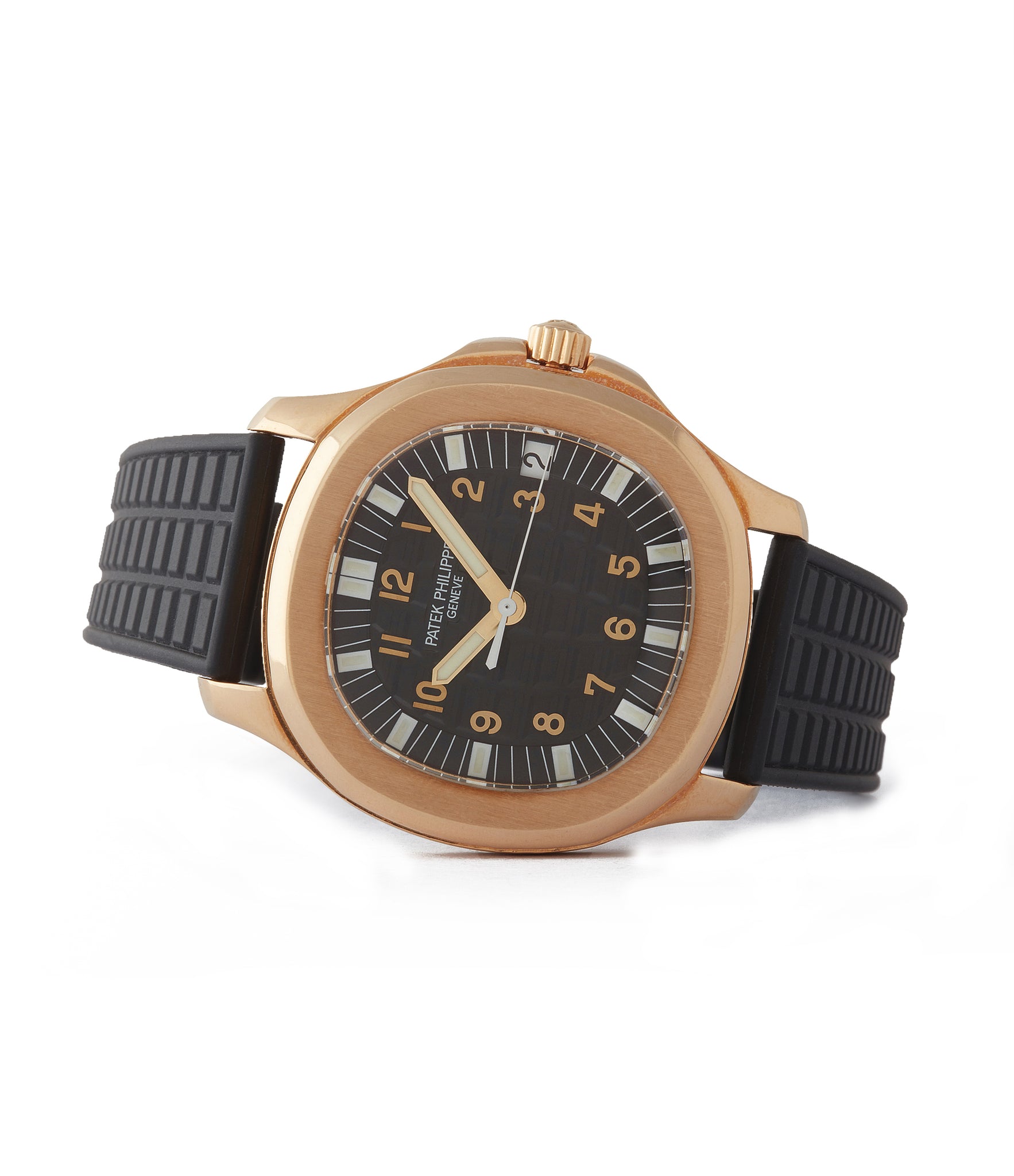 side-shot yellow gold Patek Philippe Aquanaut 5065J luxury sport watch for sale online at A Collected Man London UK specialist of rare watches