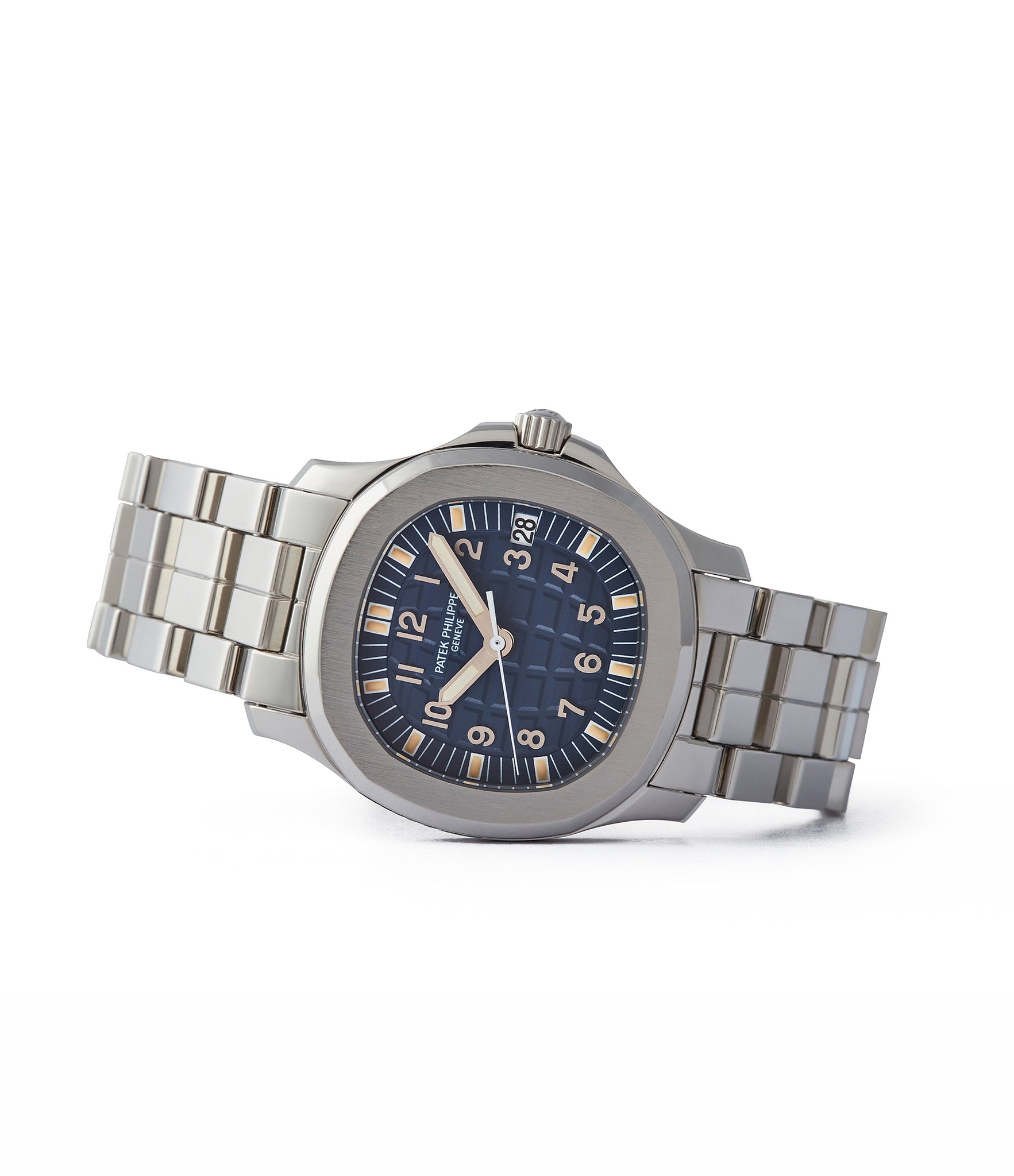 side-shot rare Japanese Patek Philippe Aquanaut 5066A-010 limited edition steel blue dial sports watch for sale online A Collected Man London