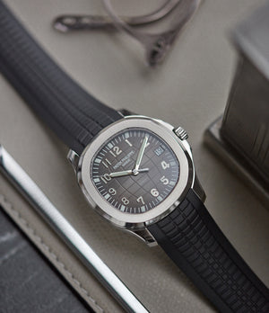 shop pre-owned Patek Philippe Aquanaut 5167A-001 double Tiffany-signed luxury sports watch for sale online A Collected Man London UK specialist rare watches