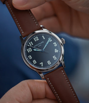 men's luxury pre-owned Patek Philippe Calatrava Pilot's 5522A-001 time-only pre-owned watch for sale online at A Collected Man London UK specialist 