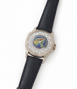 shop pre-owned Patek Philippe World Time 5131G enamel dial white gold watch for sale online at A Collected Man London UK specialist of rare watches