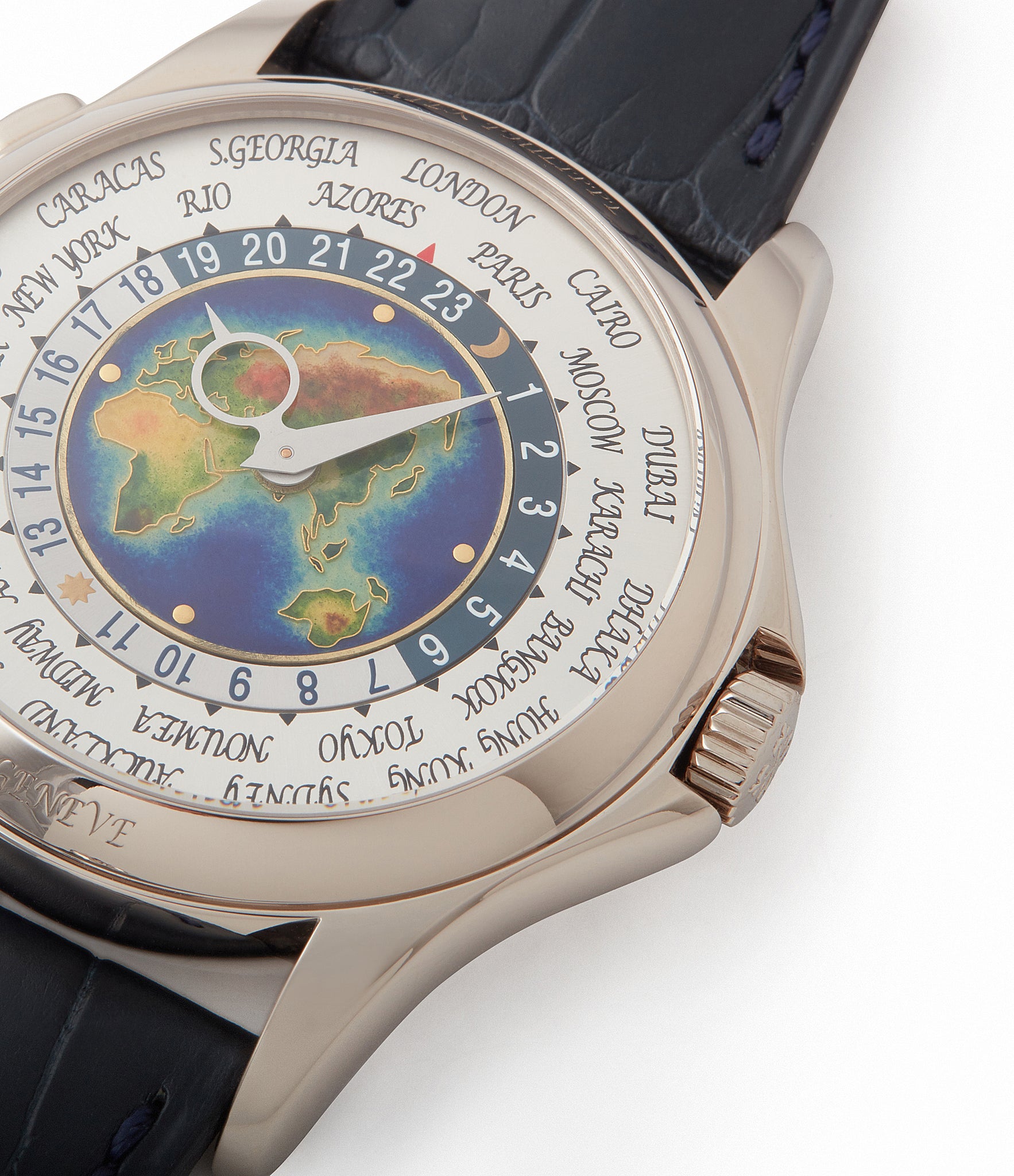 for sale Patek Philippe World Time 5131G enamel dial white gold watch for sale online at A Collected Man London UK specialist of rare watches