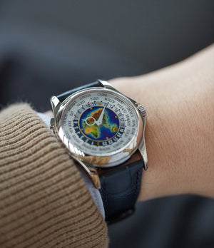 World Time Patek Philippe 5131G enamel dial white gold watch for sale online at A Collected Man London UK specialist of rare watches