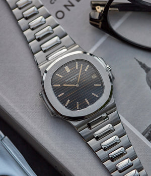 Nautilus 3700 Patek Philippe 3700/001A vintage steel tropical dial sports watch for sale online A Collected Man London UK specialist rare watches