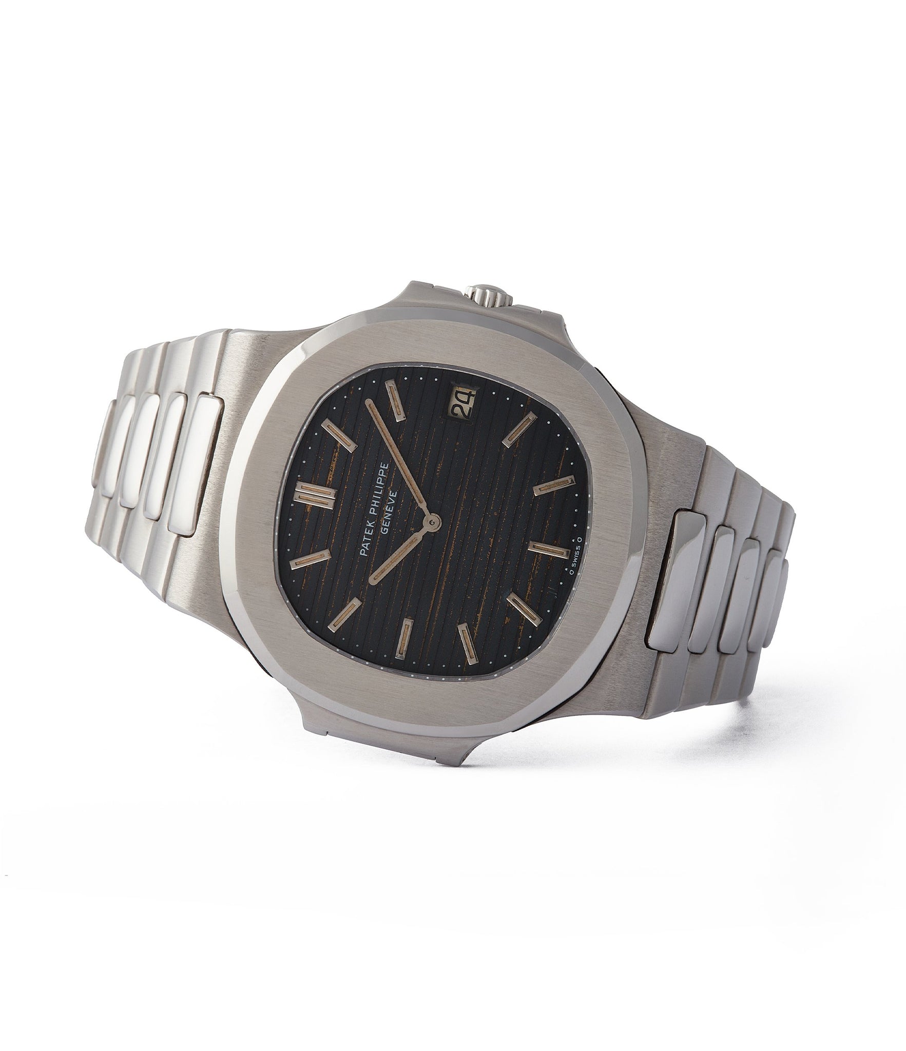 side-shot collect Patek Philippe Nautilus 3700/001A vintage steel tropical dial sports watch for sale online A Collected Man London UK specialist rare watches