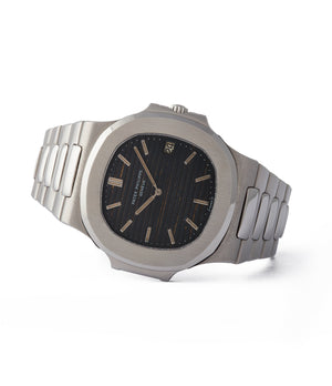 side-shot collect Patek Philippe Nautilus 3700/001A vintage steel tropical dial sports watch for sale online A Collected Man London UK specialist rare watches