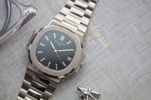Nautilus 3711/1G Patek Philippe white gold pre-owned watch for sale online at A Collected Man London UK specialist of rare watches