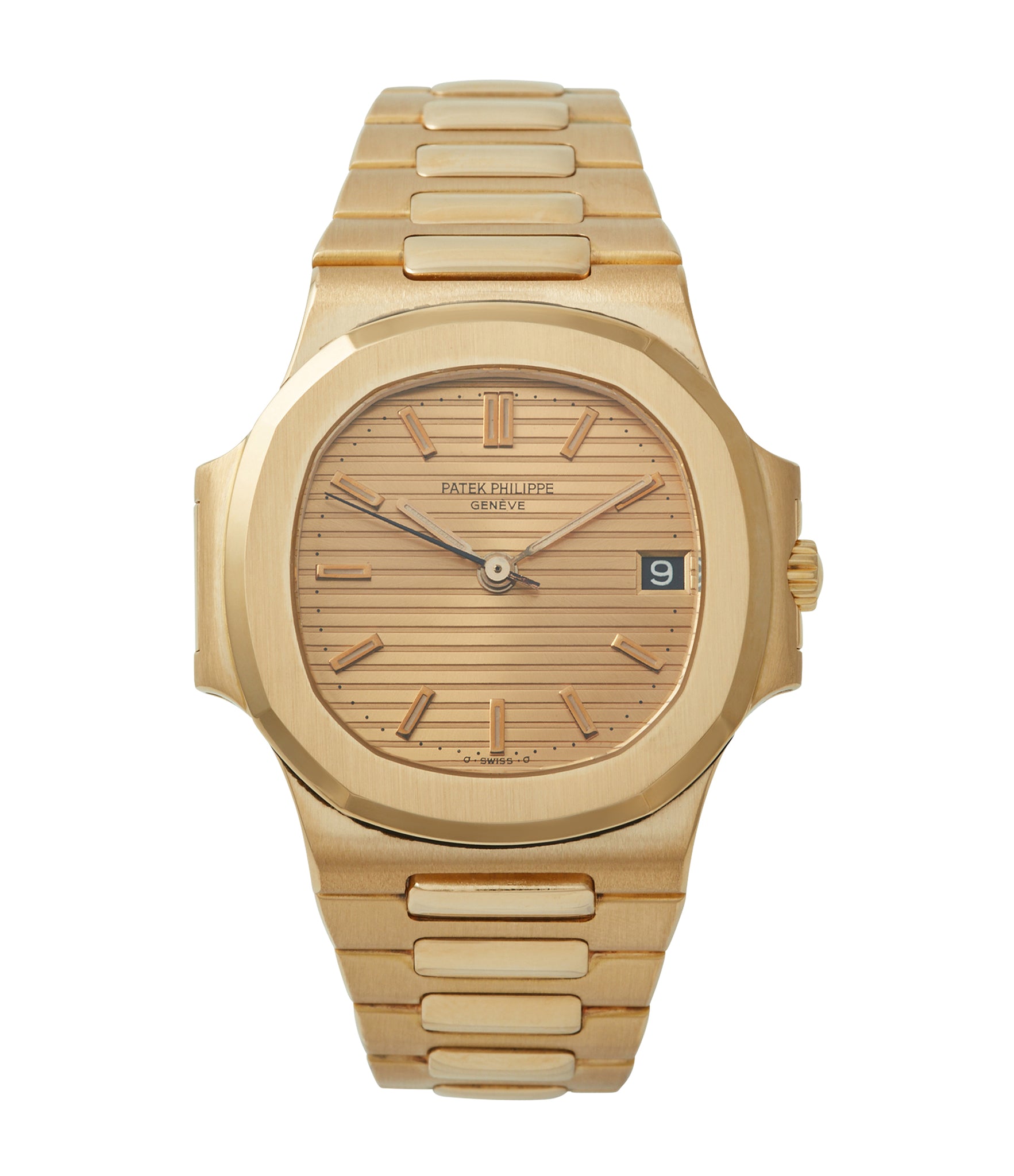 3800 Patek Philippe Nautilus yellow gold dark date disc luxury sports watch for sale online A Collected Man London UK specialist rare watches
