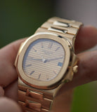 gold Sigma dial Patek Philippe Nautilus Ref. 3800-001J yellow gold dark date disc luxury sports watch for sale online A Collected Man London UK specialist rare watches