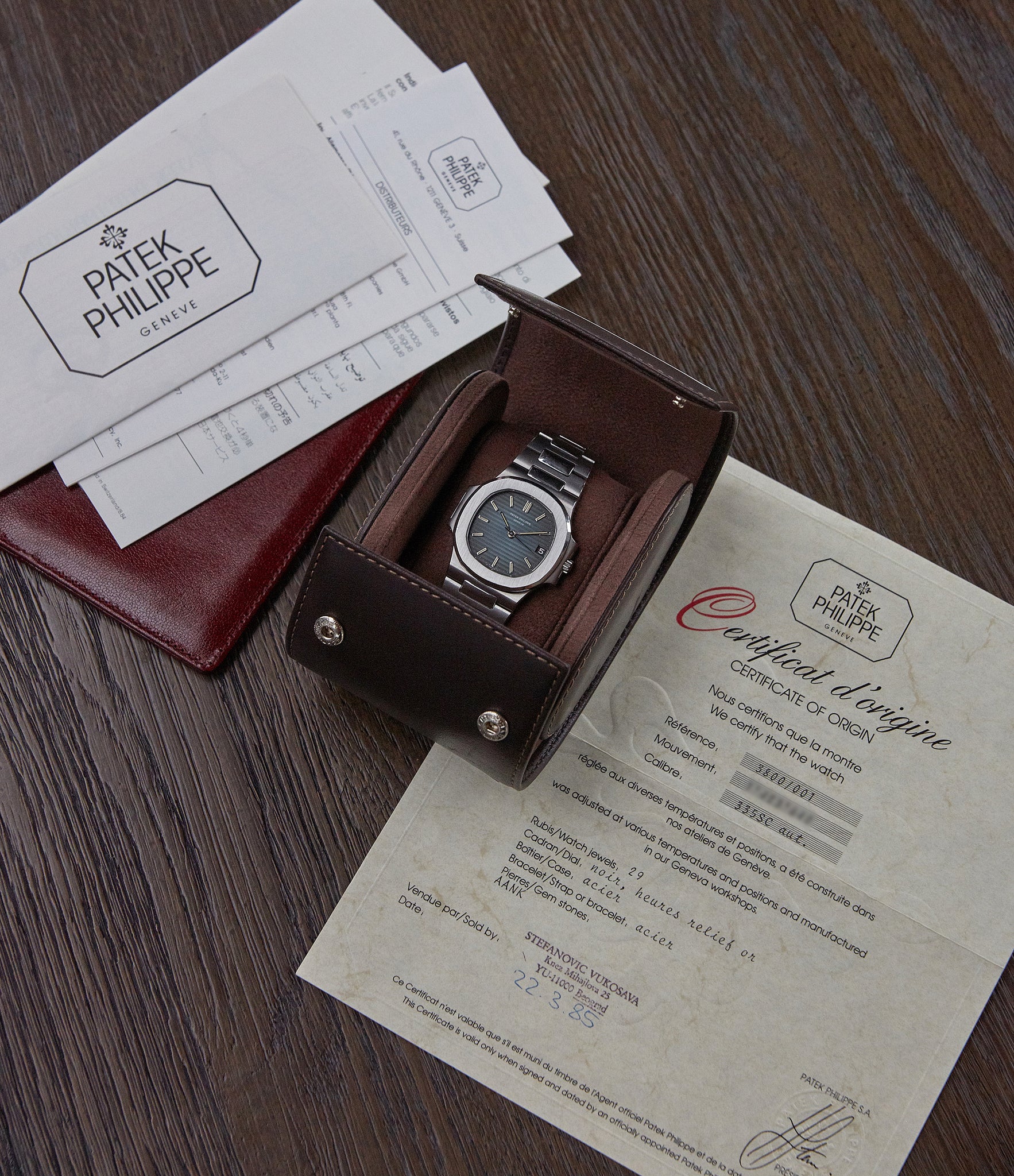 Patek Philippe Certificate of Origin Nautilus 3800/1A-001 steel vintage sports watch for sale online A Collected Man London 