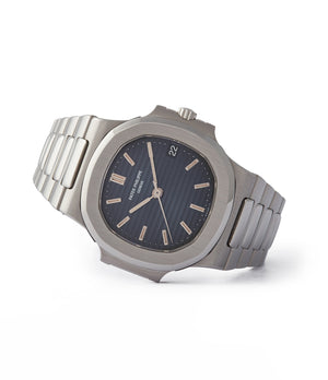 side-shot collectable Patek Philippe Nautilus 3800 Sigma dial steel luxury sports watch for sale online A Collected Man London UK specialist rare watches