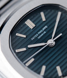 blue dial Nautilus 3800/1 Patek Philippe steel vintage luxury watch online at A Collected Man London UK specialised  seller of rare watches