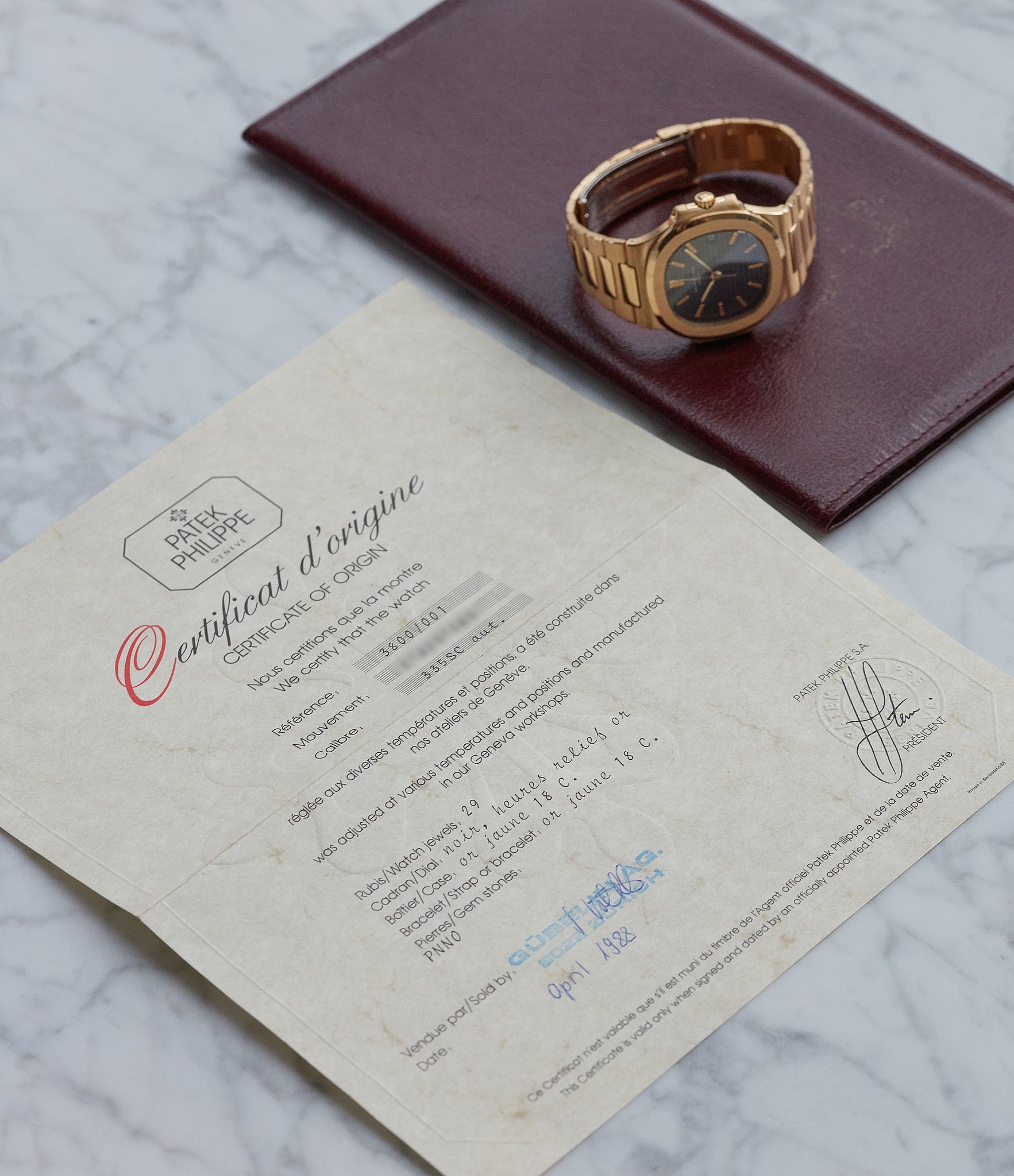 Buy certified Patek Philippe Nautilus 3800-001 yellow gold