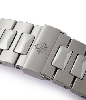 steel bracelet deployant clasp Patek Philippe Jumbo Nautilus 5711/1A-001 steel pre-owned sport watch for sale online at A Collected Man London UK specialist of rare watches