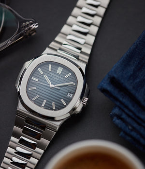 Patek Philippe Jumbo Nautilus 5711/1A-001 steel pre-owned sport watch for sale online at A Collected Man London UK specialist of rare watches