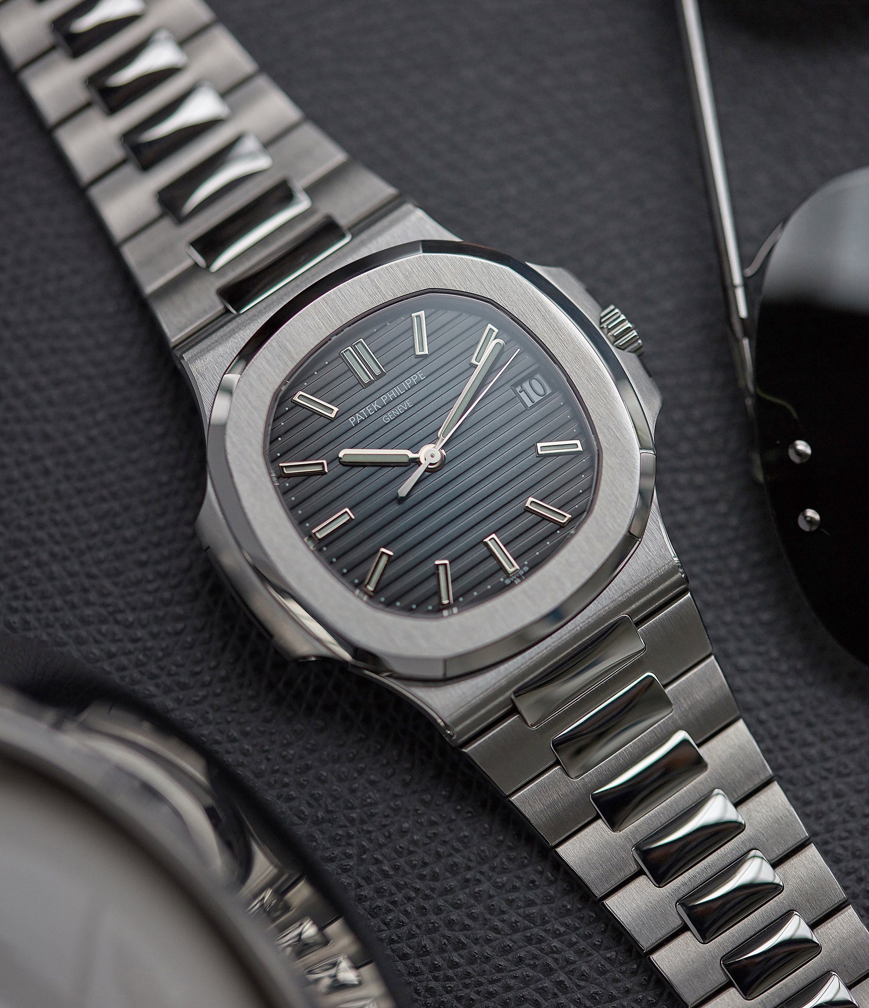 5711/1A-001 Patek Philippe Jumbo Nautilus steel pre-owned sport watch for sale online at A Collected Man London UK specialist of rare watches