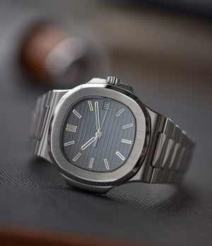 Nautilus Patek Philippe Jumbo 5711/1A-001 steel pre-owned sport watch for sale online at A Collected Man London UK specialist of rare watches