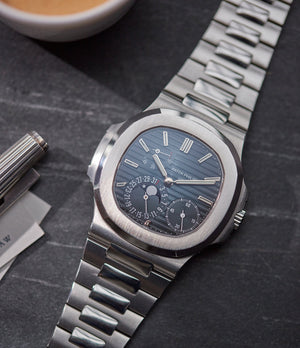 Patek Philippe Nautilus 5712/1A-001 steel moon phase luxury sports watch for sale online A Collected Man London UK specialist rare watches