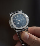 5712 Patek Philippe Nautilus 5712/1A-001 steel moon phase luxury sports watch for sale online A Collected Man London UK specialist rare watches