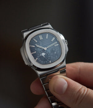 5712 Patek Philippe Nautilus 5712/1A-001 steel moon phase luxury sports watch for sale online A Collected Man London UK specialist rare watches