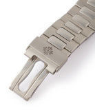 steel Patek Philippe integrated bracelet Nautilus 5800/1A-001 sport pre-owned watch for sale online at A Collected Man London UK specialist of rare watches